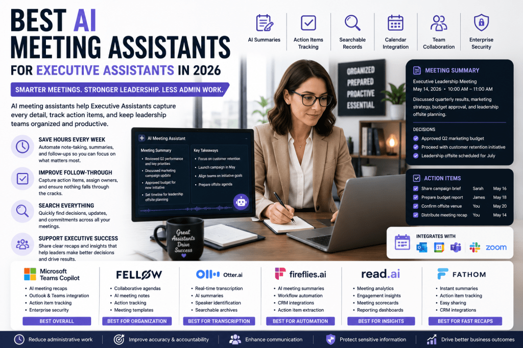 Best AI Meeting Assistants for Executive Assistants in&nbsp;2026