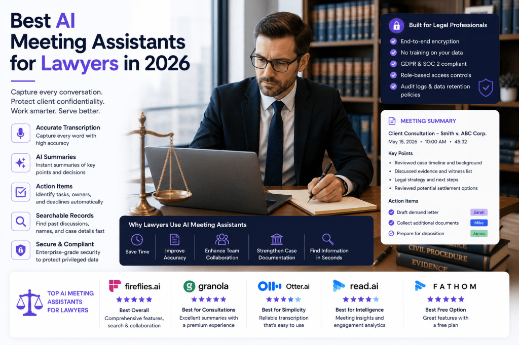 Best AI Meeting Assistants for Lawyers in&nbsp;2026