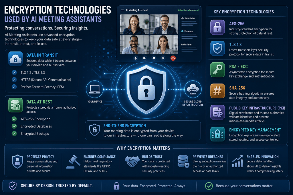 Encryption Technologies Used by AI Meeting Assistants