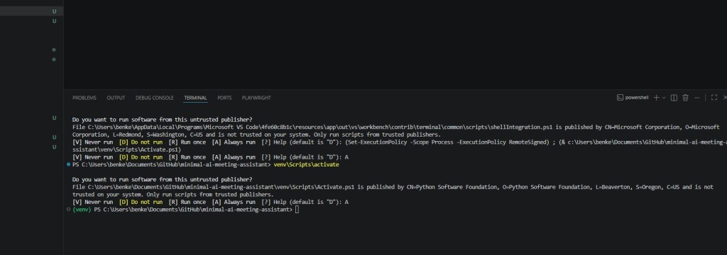 Minimal AI Meeting Assistant ENV Activate