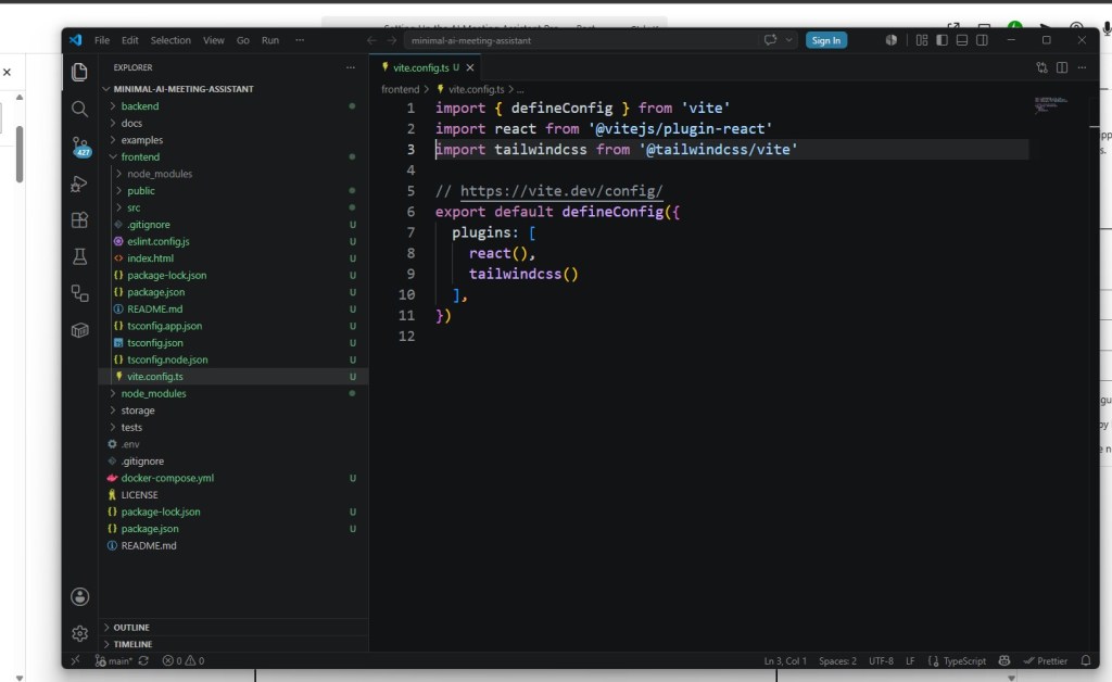 Minimal AI Meeting Assistant Vite Config File