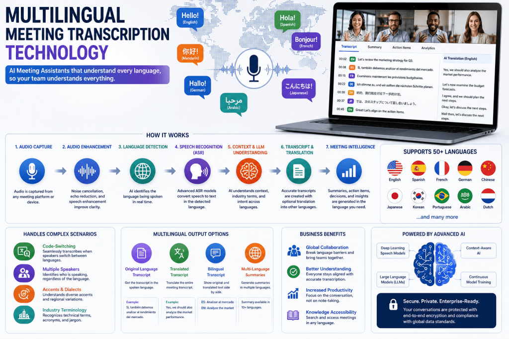 Multilingual Meeting Transcription Technology in AI Meeting&nbsp;Assistants