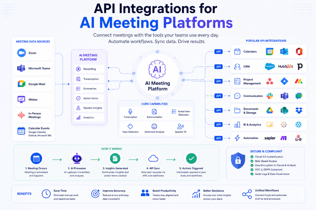 API Integrations for AI Meeting Platforms: Building Connected and Intelligent&nbsp;Workflows
